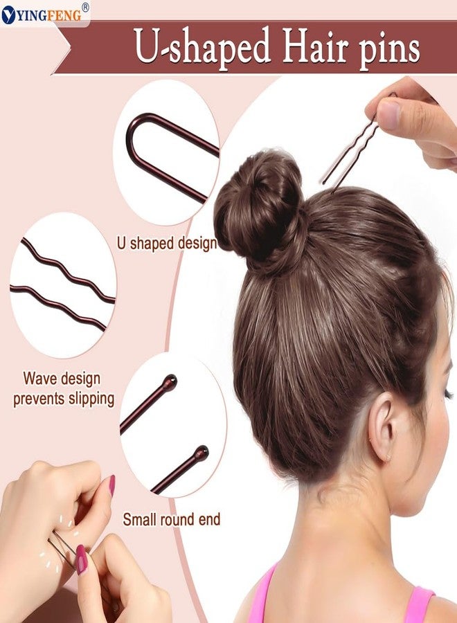 YINGFENG 134 Pcs Brown Hair Bun Maker Kit for Kids Small - 4 Hair Donuts for Buns, 20 Hair Nets for Buns, 100 U Shaped Bobby Pins, 10 Hair Bands, for Girls, Ballet Dance, Hair Accessories for Women - Image 4